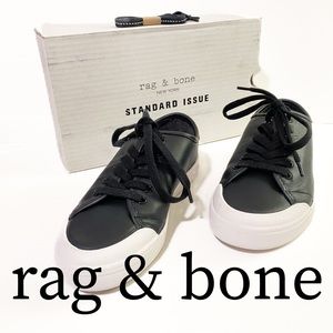 NEW Rag & Bone - Standard Issue Lace Up Black Leather 7.5